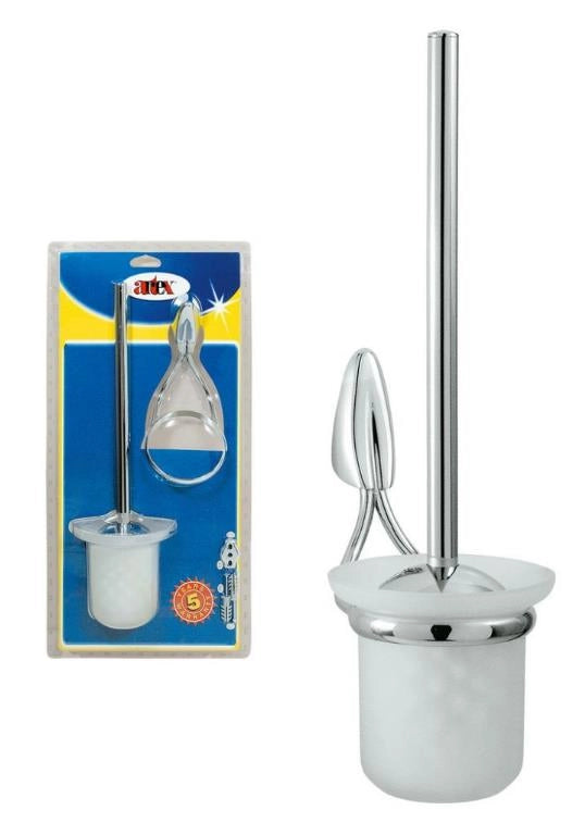 Portascopino Spazzola WC da Parete Glaciar Cromato e Vetro Artex