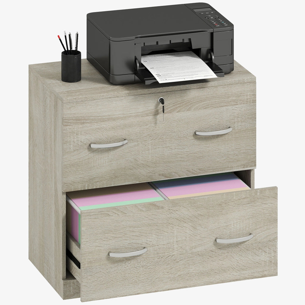 Scrivania con cassettiera a 2 cassetti ¨C Minimal ¨C 77x42x72 cm Natural