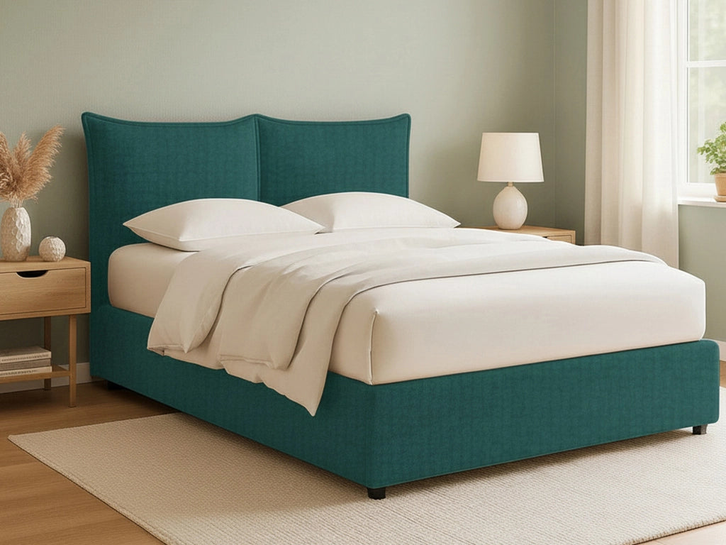 Wetherby, Letto Matrimoniale Sfoderabile Made in Italy, Verde Petrolio