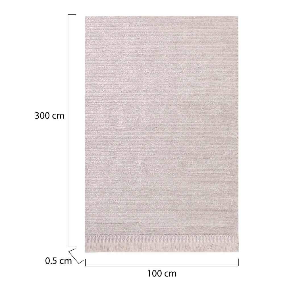 Kenton, Tappeto Materiale Struttura in Plastica, 300x100 cm Bianco