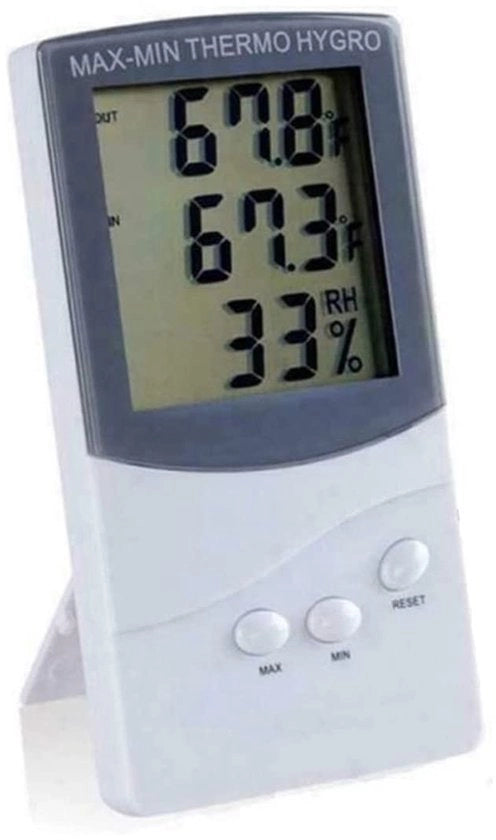 Misuratore di Umidità Digitale - Termometro Idrometro - Registrazione Massima e Minima - Schermo LCD - Indoor Outdoor - Uso Casa Ufficio - Termometro Elettronico