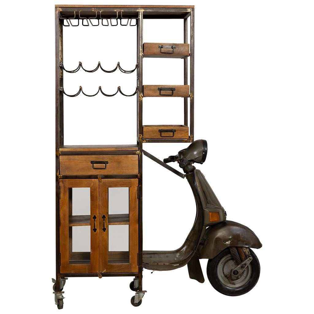 Moto mensola portabottiglie marrone 140x67x194