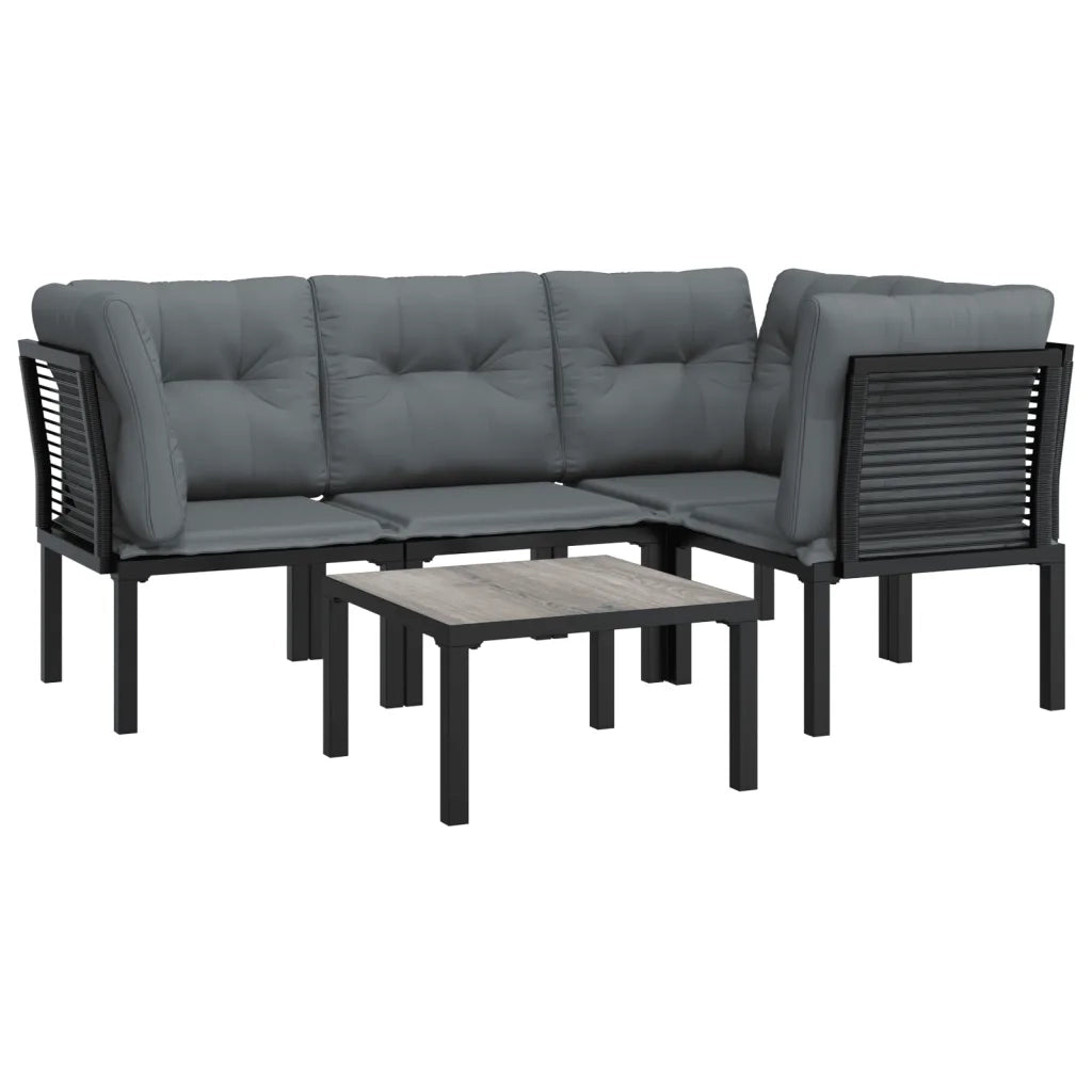 Set Salotto da Giardino 5 pz Nero e Grigio in Polyrattan 3187752
