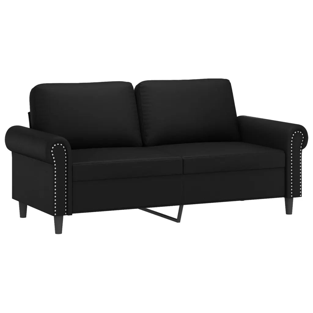 Divano a 2 Posti con Cuscini Nero 140 cm in Similpelle 3200930