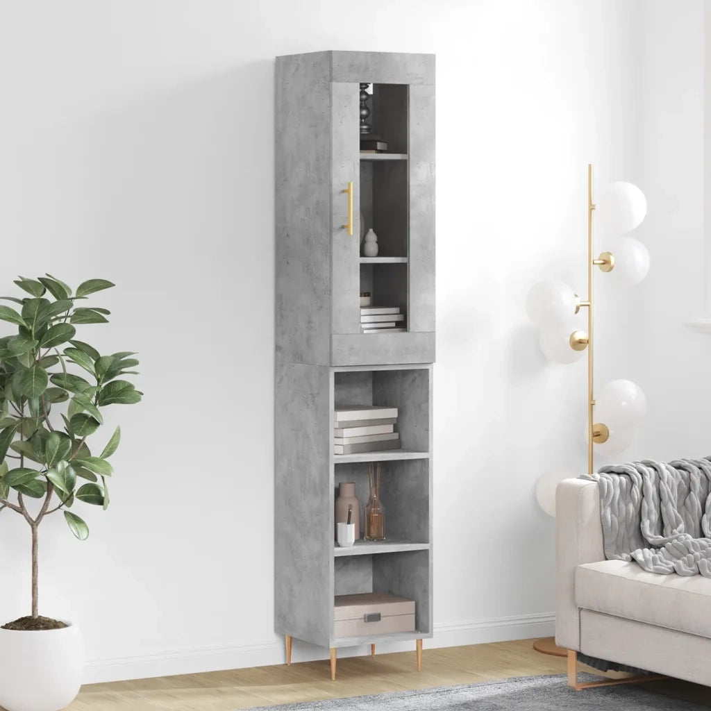 Credenza | Madia | Buffet da pranzo | Armadio da pranzo Grigio Cemento 34,5x34x180 cm in Legno Multistrato