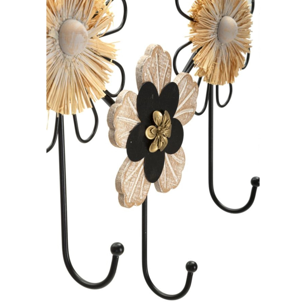 Appendiabiti da Parete Fiori 1, Marrone, Metallo, 61x5,5x30,5 cm