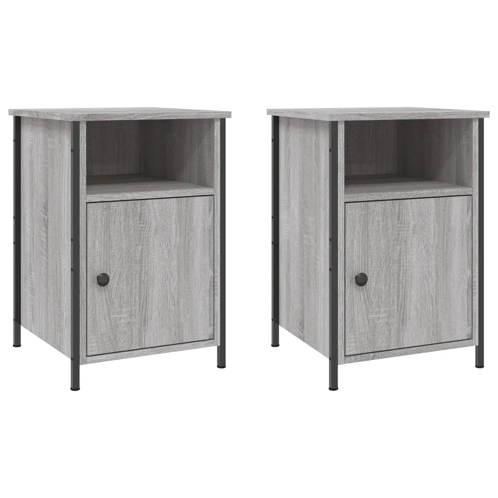 Set di 2 Comodini | Armadio da Notte | Mobiletto da notte Grigio Sonoma 40x42x60 cm in Legno Multistrato