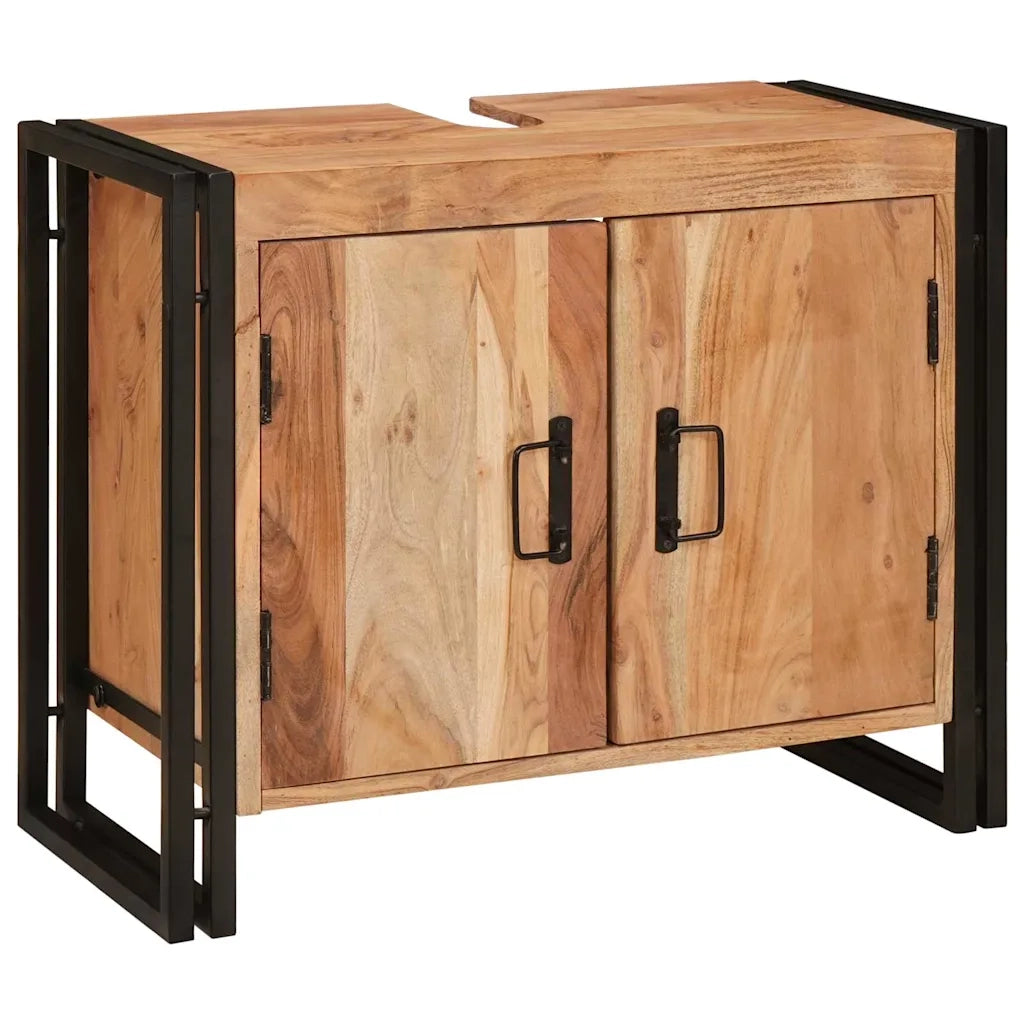 vidaXL Mobile sottolavabo con porta Legno massello di acacia e ferro