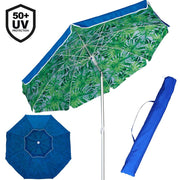 Trade Shop - Ombrellone Mare Spiaggia Giardino Alluminio Grande 200cm Tropical Con Custodia -