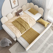 Letto daybed imbottito beige 90x200 cm con letto estraibile 90x190 cm