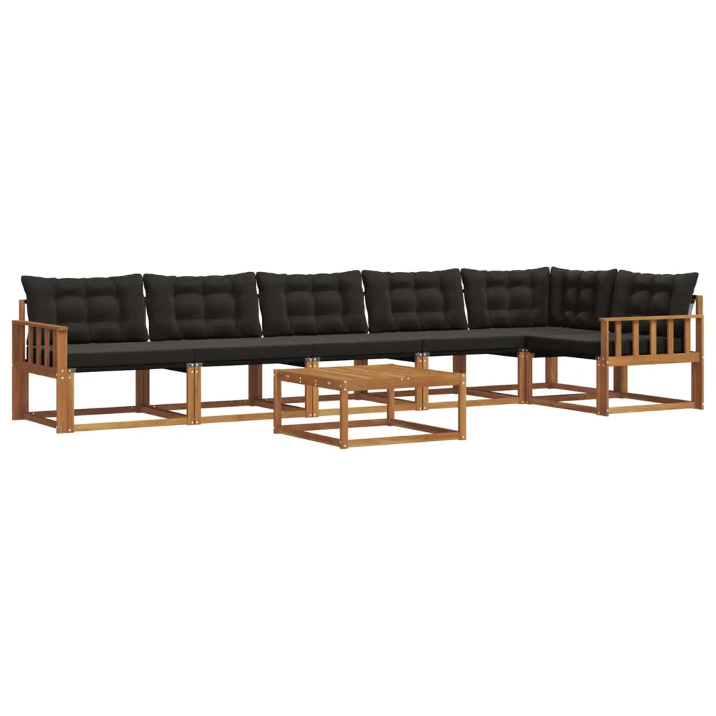 Set di divani da esterno con cuscino 7 pcs Naturale e Nero