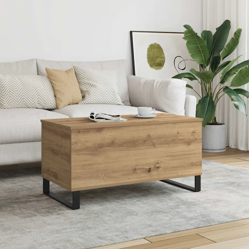 Tavolino Salotto-Tavolino da soggiorno-Tavolo Rovere Artigianale 90x44,5x45 cm in Truciolato
