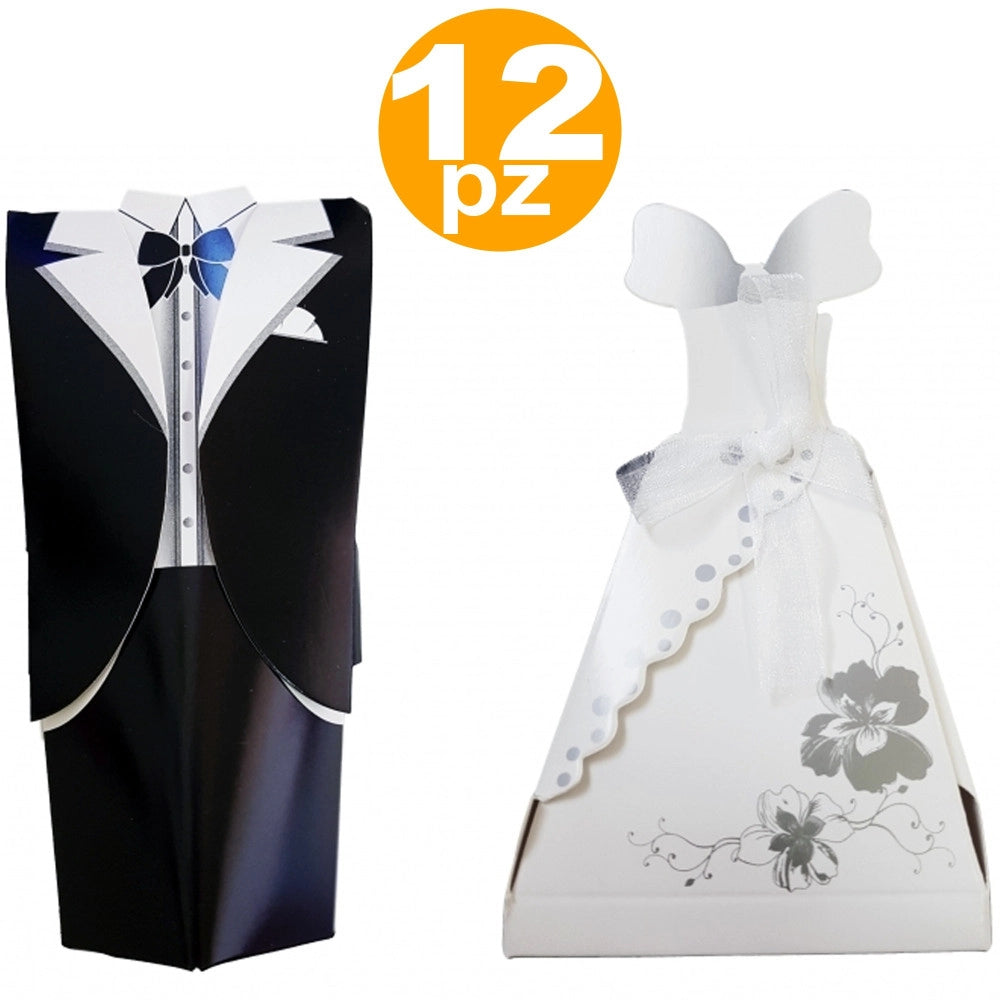 Trade Shop - Bomboniera Bomboniere Sposi Abiti Scatolina Portaconfetti Riso Promessa Wedding -
