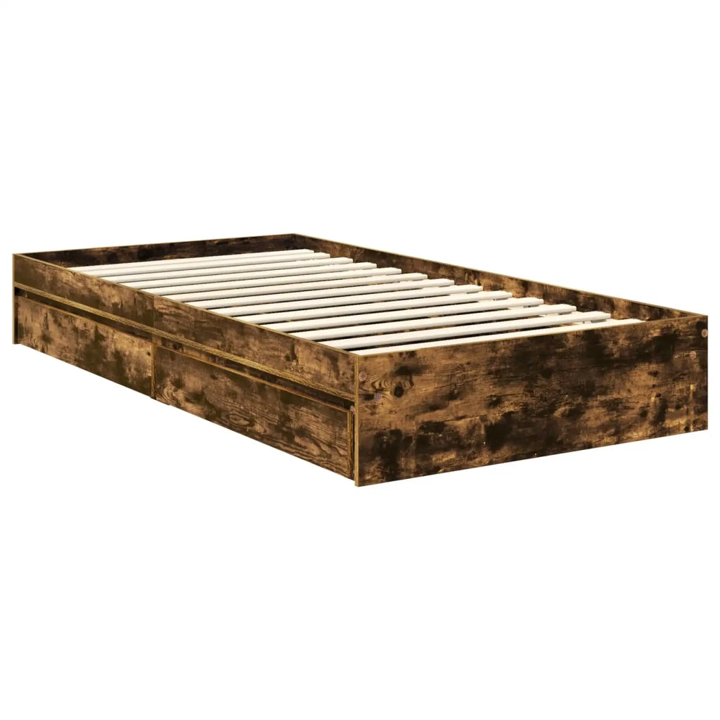 Letto con Contenitore Rovere fumé 90 x 190 cm Legno multistrato