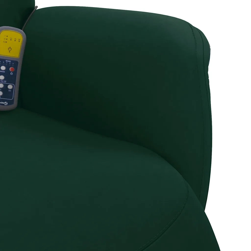 Divano Sedia-Poltrona Reclinante Massaggio Poggiapiedi Verde Scuro Velluto