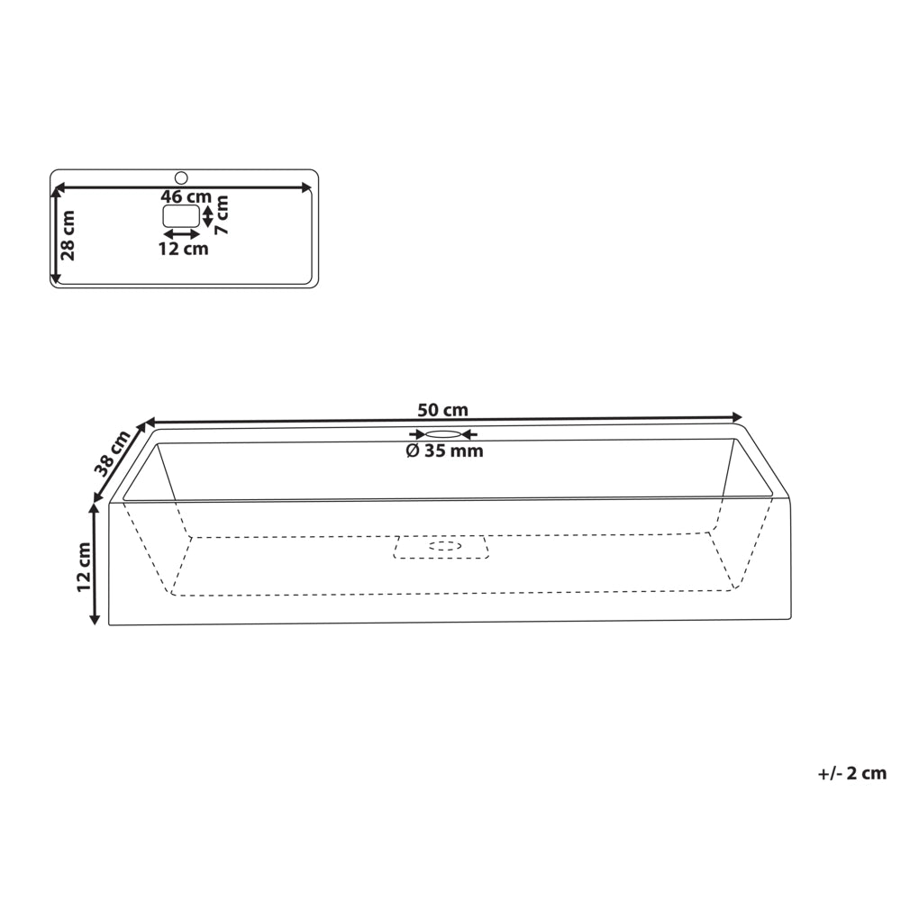 Lavabo bagno classico rettangolare in ceramica finitura lucida 50 x 38 cm Bianco Lavello da bagno rettangolare
