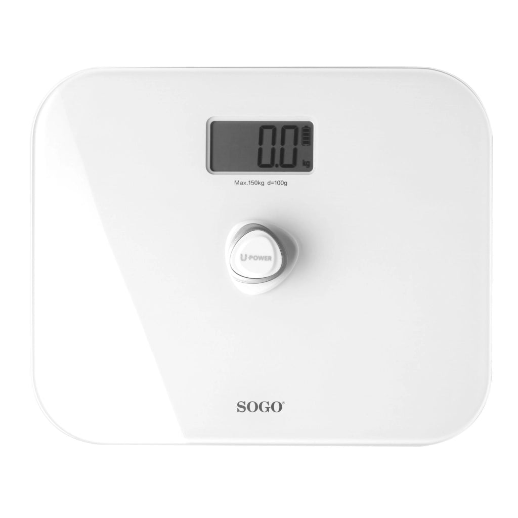 Bilancia pesapersone digitale senza batterie, tecnologia autoricaricabile, display LCD 150kg bagno - SOGO
