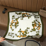 Sciarpa da donna in seta verde stampata, stile coreano, alla moda e versatile, sciarpa/fascia per il collo decorativa.