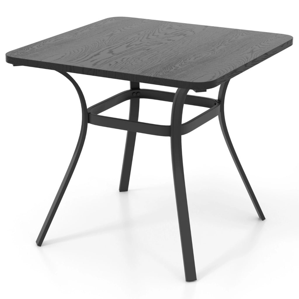 Tavolo da pranzo da esterno di 80cm, Tavolo quadrato in metallo con 4 gambe curve per 4 persone Grigio-Tavoli da esterno