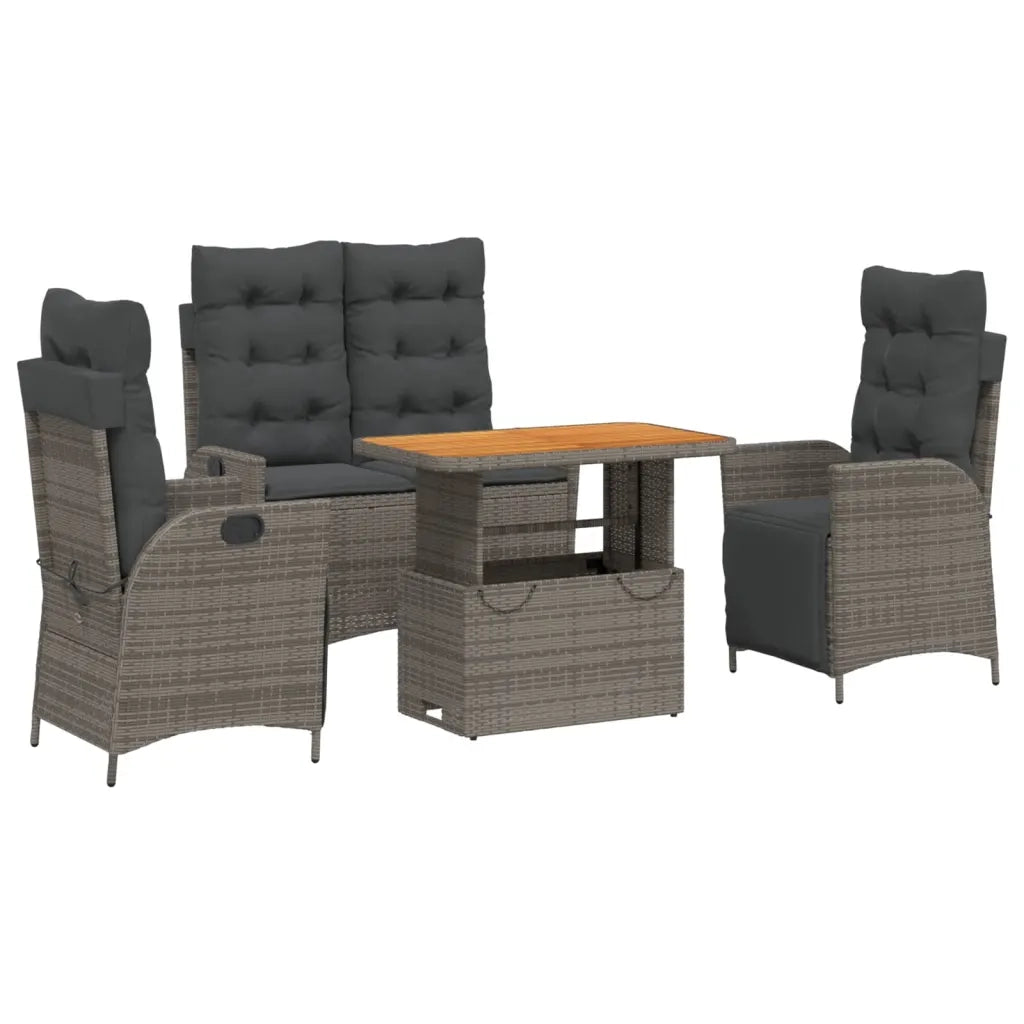 Set da Pranzo da Giardino 4 pz con Cuscini in Polyrattan Grigio 3277468
