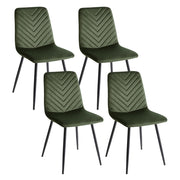 Set di 4 sedie da pranzo in velluto per la sala da pranzo gambe in ferro verde oliva stile elegante