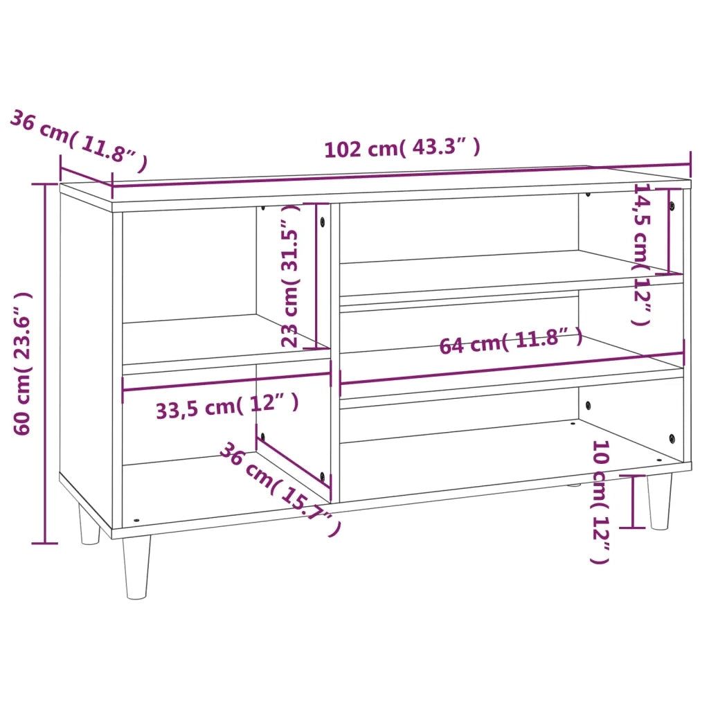 Scarpiera Nera 102x36x60 cm in Legno Multistrato 819741