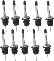 Set di 10 schenktuiten in acciaio inossidabile con stoppo conico per vino, olio, cocktail e succo - con druppeldop - accessorio da cucina con doppi.