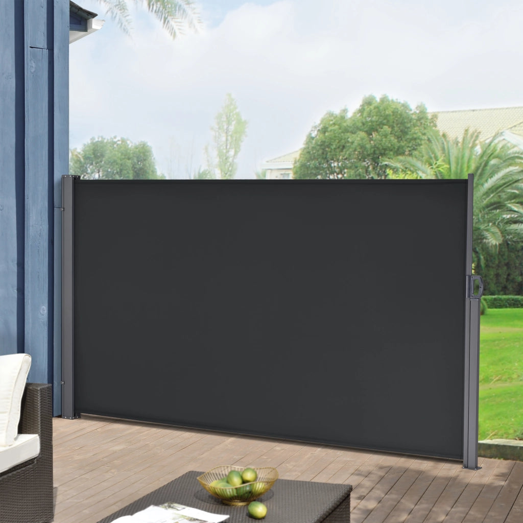 Paravento Estraibile Mulhacén Schermo Solare Verticale Barriera Privacy 160x300 cm Nero pro.tec