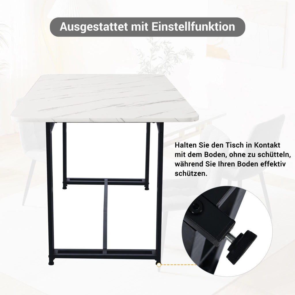 Tavolo da pranzo per 4 persone con 4 sedie in velluto, piano in MDF e gambe in metallo, per soggiorno, 120 × 70 cm