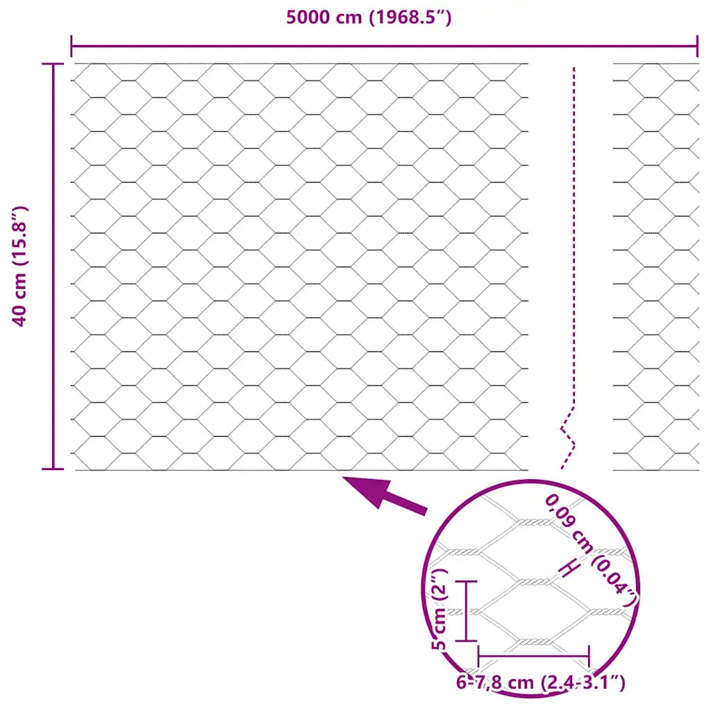 Recinzione Esagonale Verde 0,4 x 50 m PVC 42005408