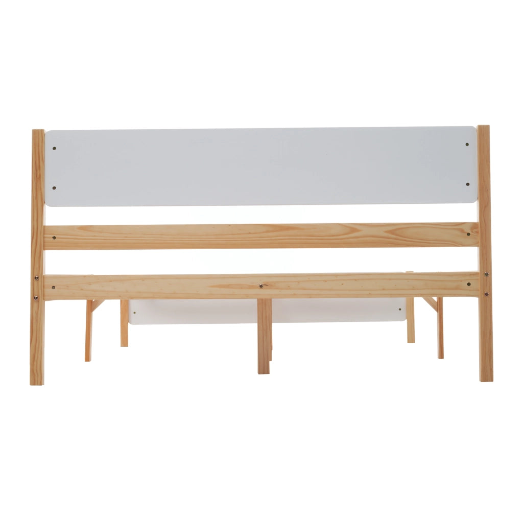 LETTO Matrimoniale 140x200 cm Bianco e Naturale in legno e MDF