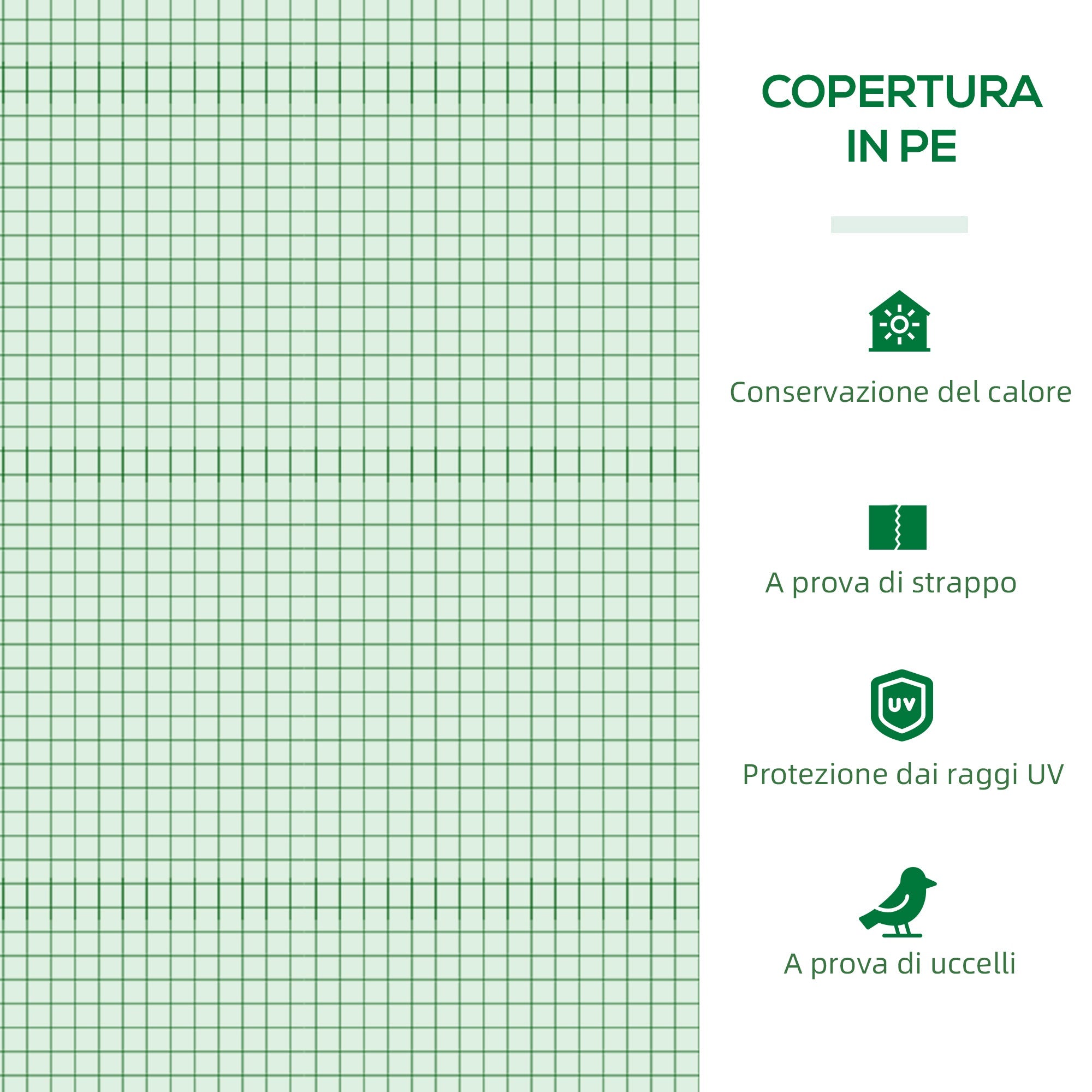 Serra Piccola 240x90x90 cm con 2 Finestrelle Laterali e Finestra Centrale in Acciaio PE e PP Verde