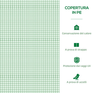 Serra Piccola 240x90x90 cm con 2 Finestrelle Laterali e Finestra Centrale in Acciaio PE e PP Verde