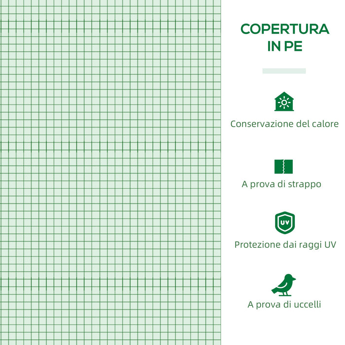 Serra Piccola 240x90x90 cm con 2 Finestrelle Laterali e Finestra Centrale in Acciaio PE e PP Verde