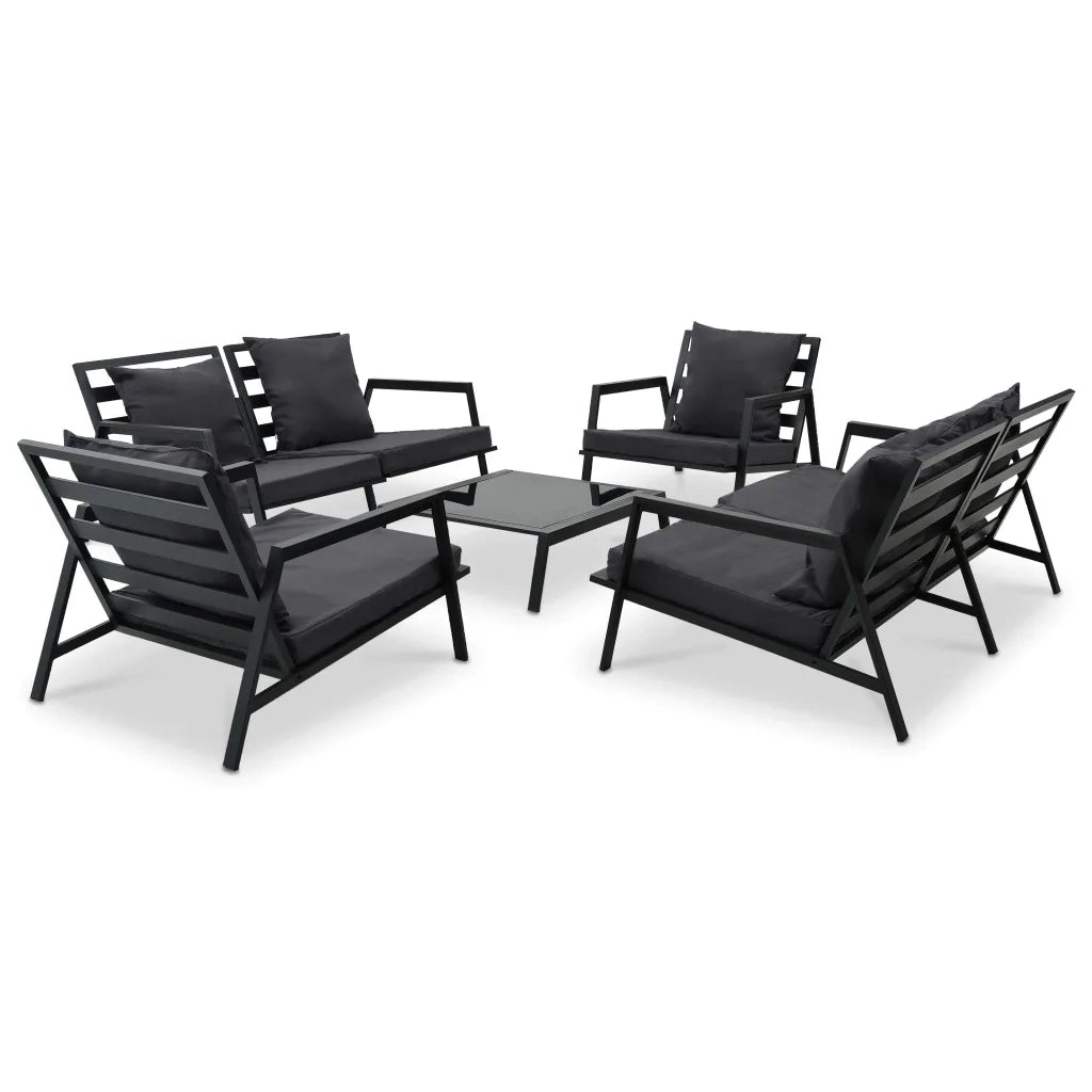 Set Divani da Giardino 5 pz con Cuscini Alluminio Grigio Scuro cod mxl 34606