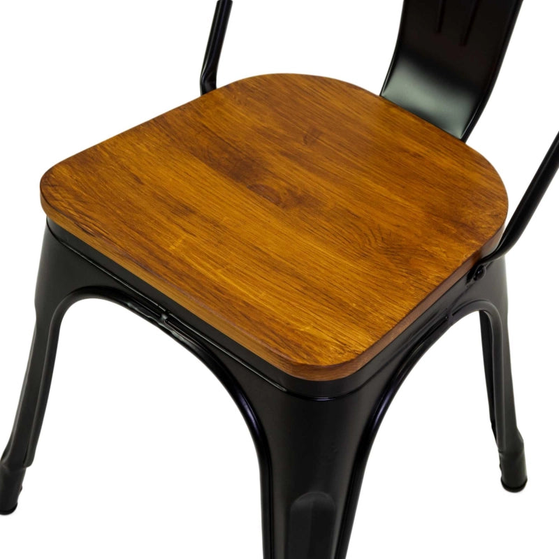 Sedia ferro new bristol nero seduta legno cm 43x43h45/84