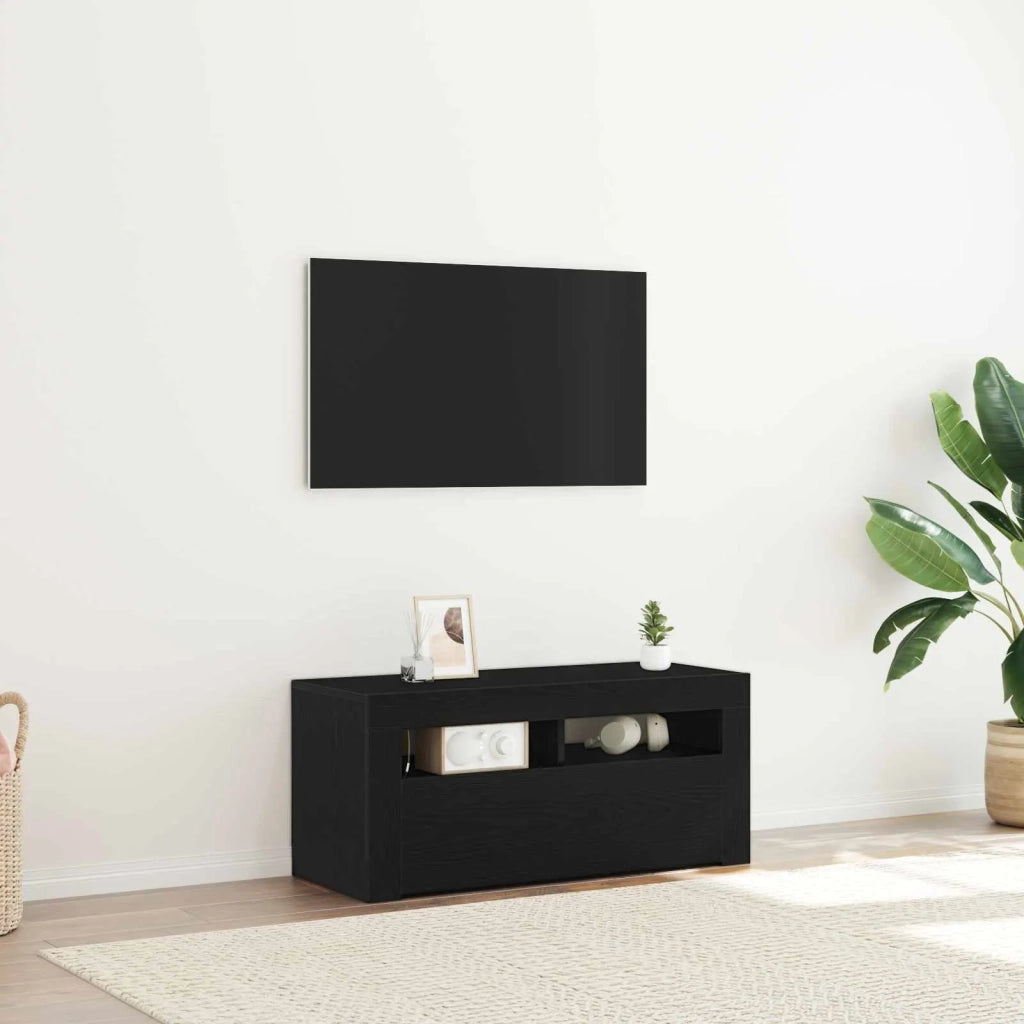 Mobile TV Rovere Nero 90 x 35 x 40 cm Legno multistrato 862560