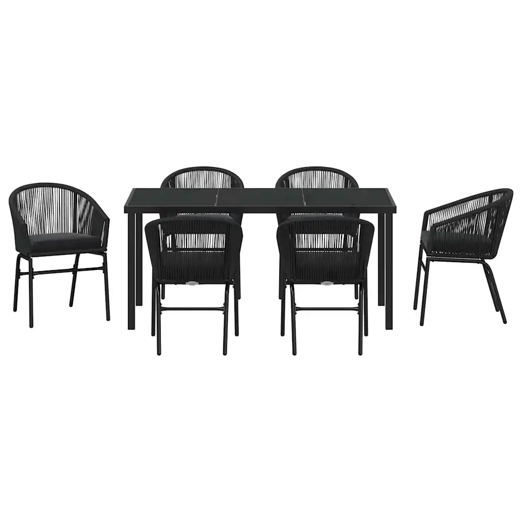 Set da Pranzo per Giardino 7 pcs Nero