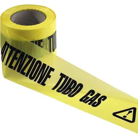 NASTRO SEGNALETICO 'ATTENZIONE TUBO GAS' cm 10x200 mt