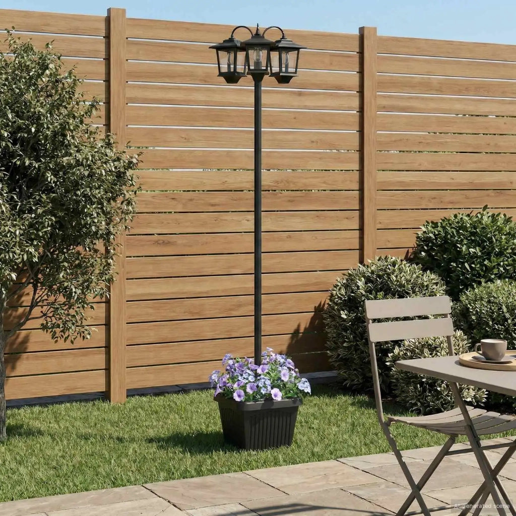 Lampione a 3 teste con vasi with LED Bulb Nero 32 x 32 x 188 cm 42042694