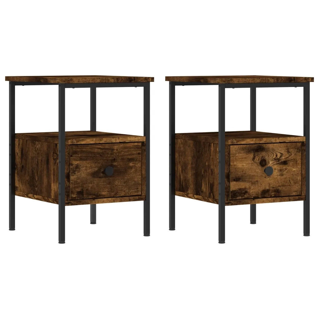 Comodini 2 pz-Set di 2 Tavolino da notte Rovere Fumo 34x36x50 cm in Legno Multistrato