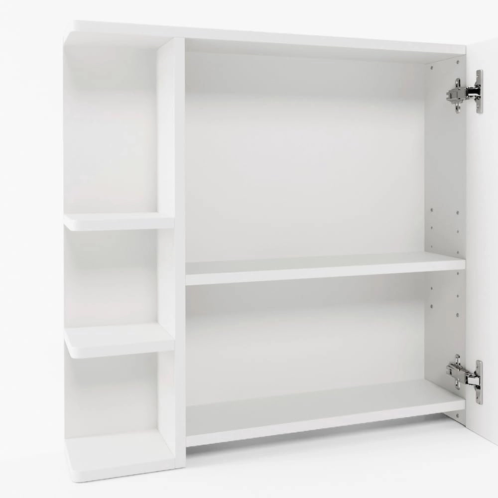 Specchio contenitore bagno Fynn, Bianco, 79.6 x 64 cm, con specchio e ripiani aperti per montaggio a parete