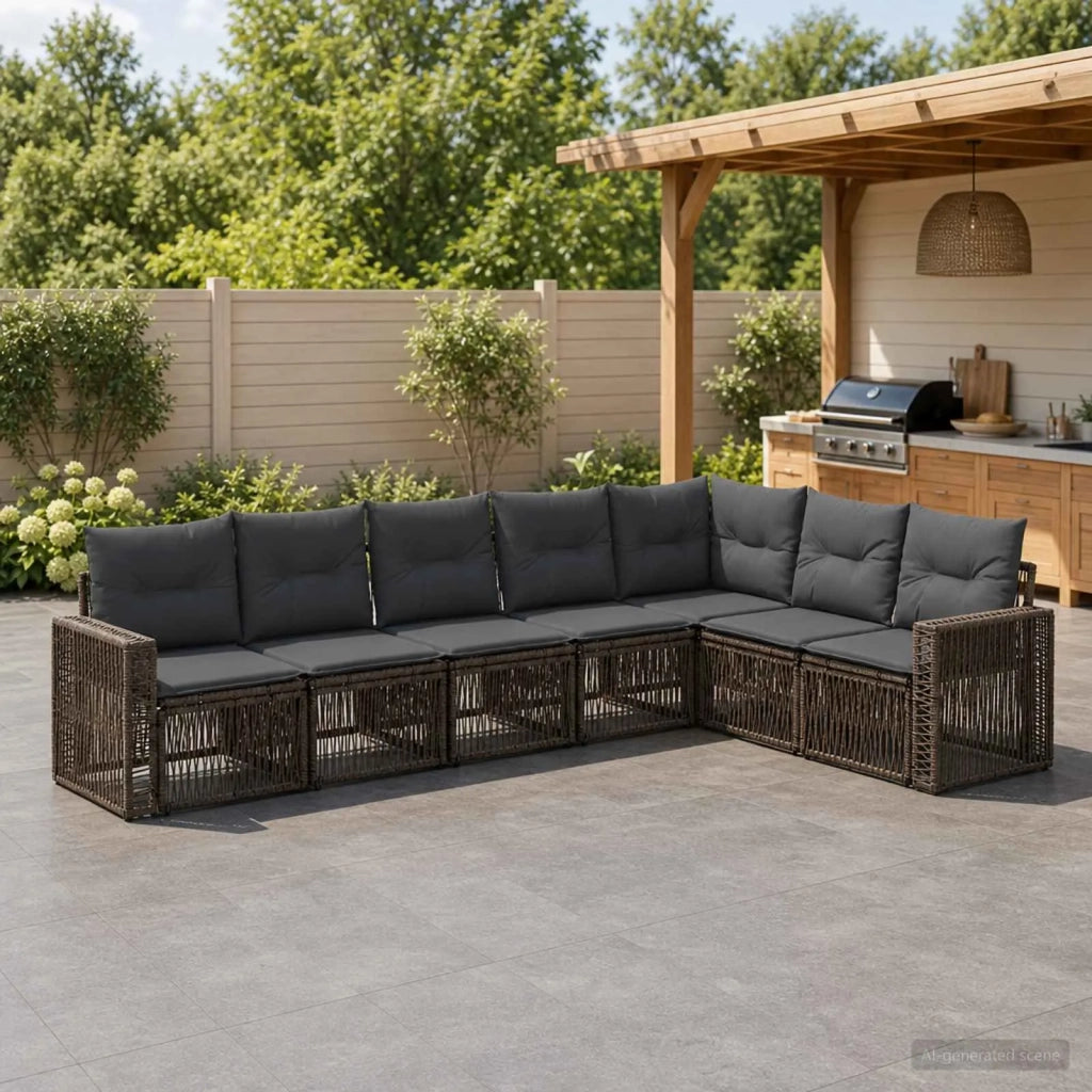 Set Divano da Giardino 7 pz Grigio e Grigio Scuro polyrattan 3435134