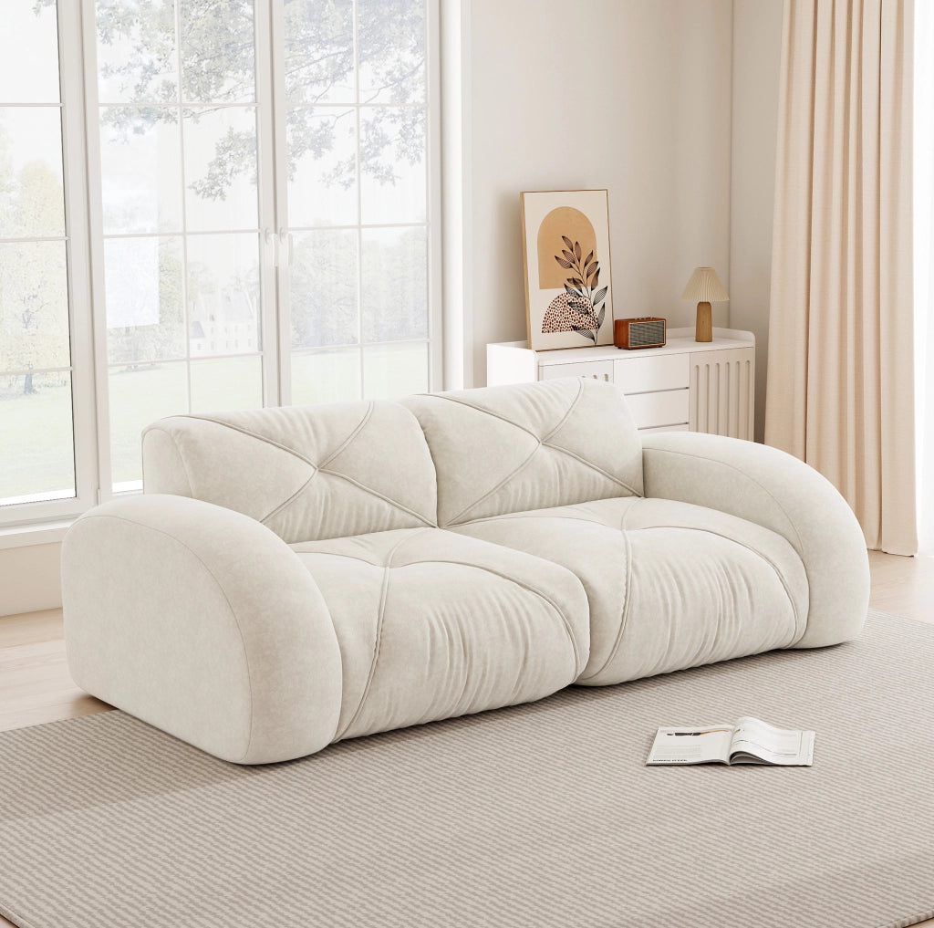 Divano modulare 2 posti senza struttura 204x95x76 cm in chenille beige chiaro