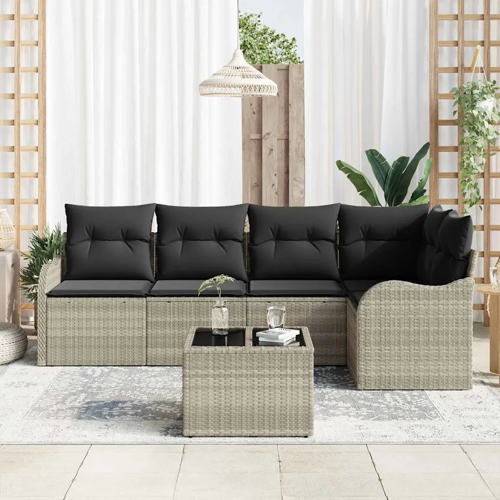 Set Divano da Giardino 6 pcs Grigio chiaro polyrattan 3354381