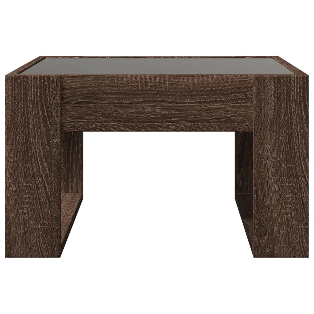 Tavolino Salotto con LED Infinity Rovere Marrone 50x53x30 cm