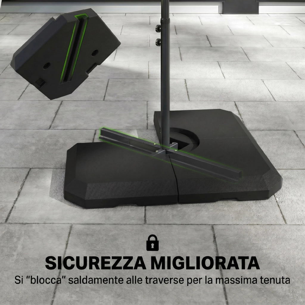 Base per Ombrellone a Croce Riempibile ¨C zephmum ¨C 4 Pezzi, Nero, 100x100cm