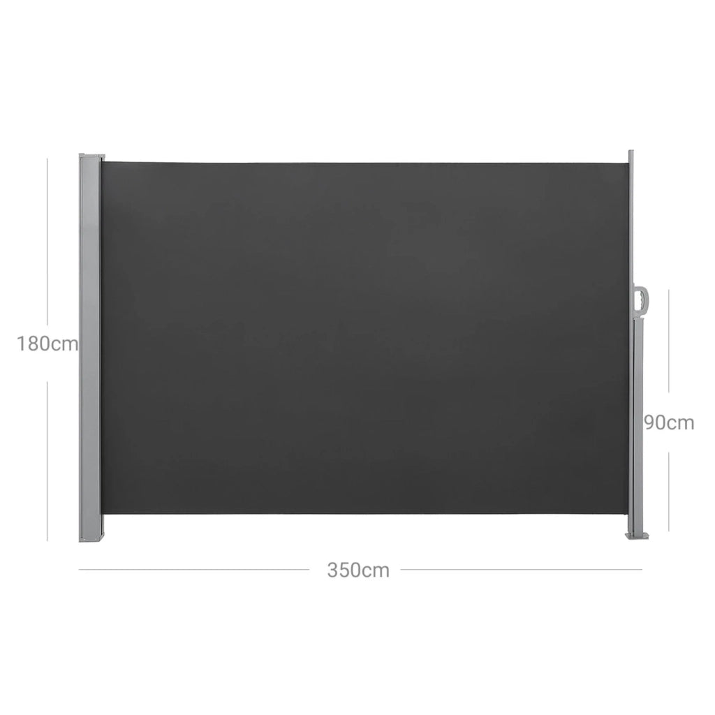 Tenda da sole laterale per balcone e terrazza parasole frangivista 180 x 350 cm grigio scuro 12_0001839