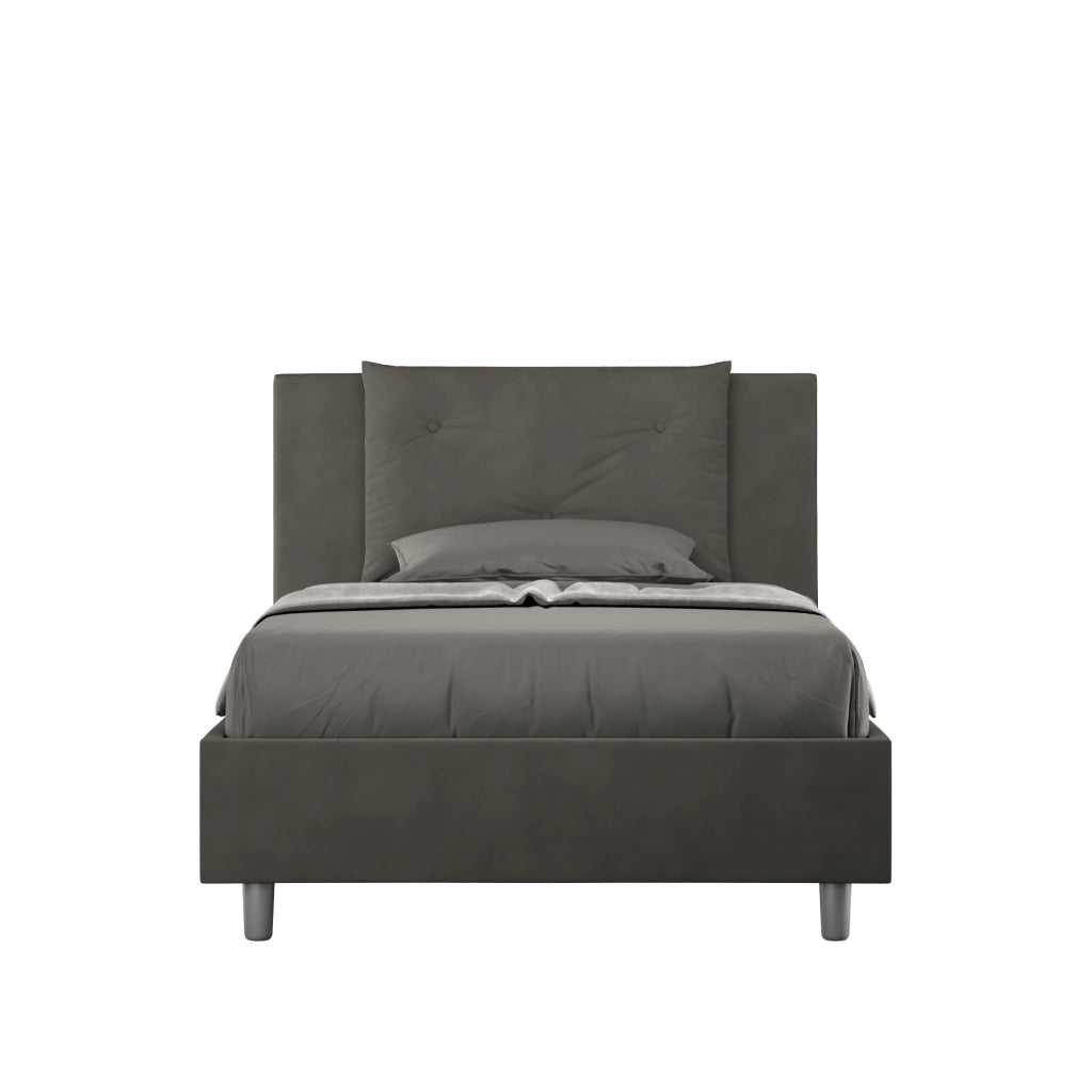 BS COM Letto una piazza e mezza contenitore imbottito 110x200 microfibra grigio
