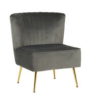 Poltrona Moderna Stile Scandinavo Comoda Rivestita In Velluto Poltroncina Da Camera Con Gambe Oro Sedia Per Ingresso Ufficio Casa Lavoro Divano Singolo Relax  - Grigio Scuro